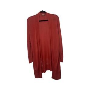 Loft‎ Outlet Cardigan Orange 3/4 sleeve cutout lightweight Shawl Size Medium